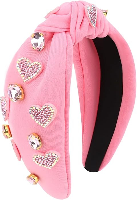 Ondder Valentine's Day Headband for Women Pink Heart Knot Headband Valentines Day Heart Hair Acce... | Amazon (US)