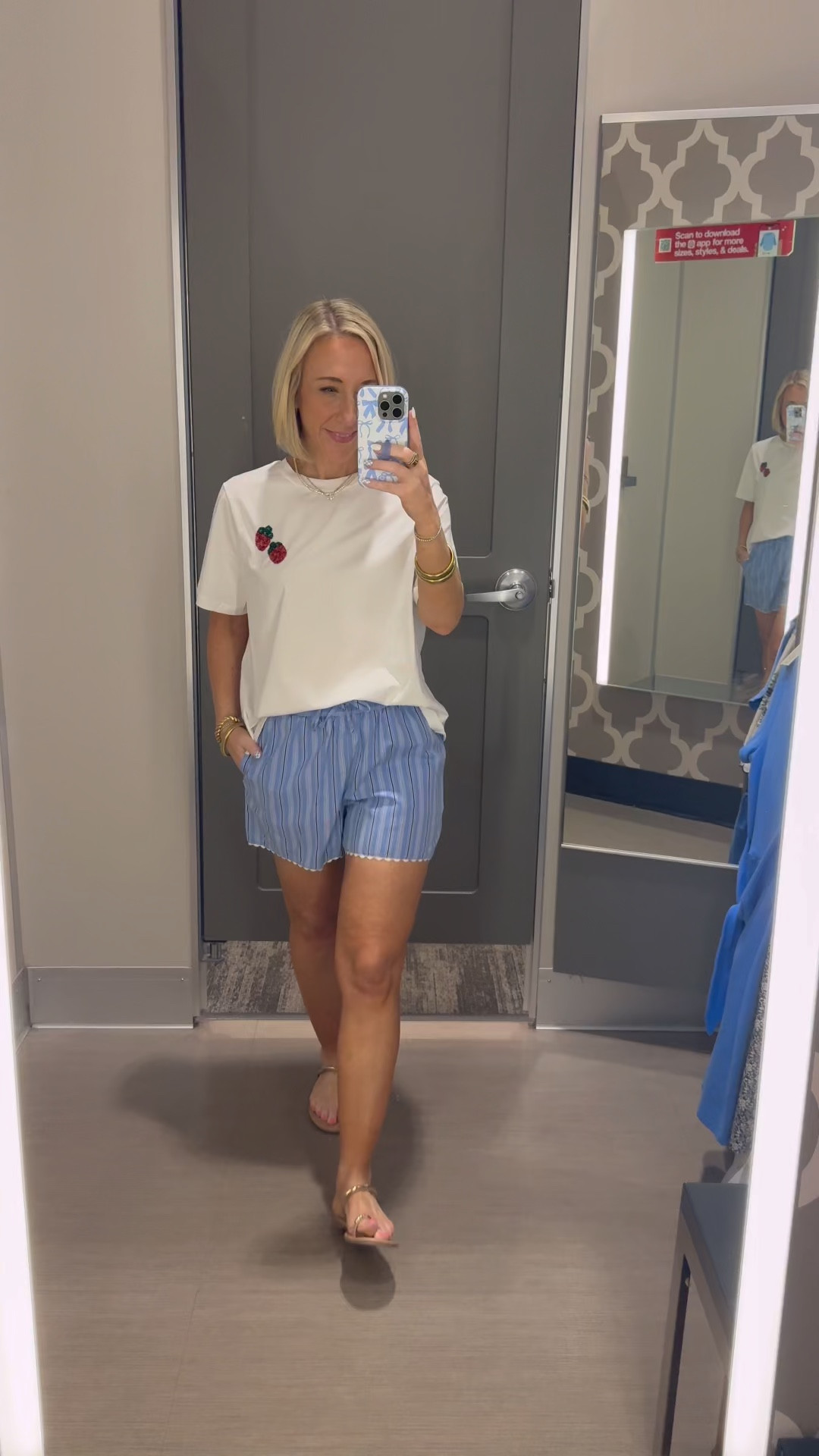 Target - in store try-on. Strawberry Embellished T-Shirt - size Medium (meant to get an XS, but bought a Small). 2 colors. Poplin Pull-On Shorts - size XS. 

 

#LTKSeasonal #LTKOver40