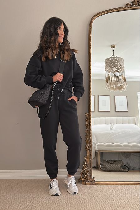 I’m just shy of 5’7 wearing the size XS sweatshirt and S joggers. 
Casual style, athleisure, jogger set, StylinByAylin 

#LTKSeasonal #LTKstyletip #LTKunder100