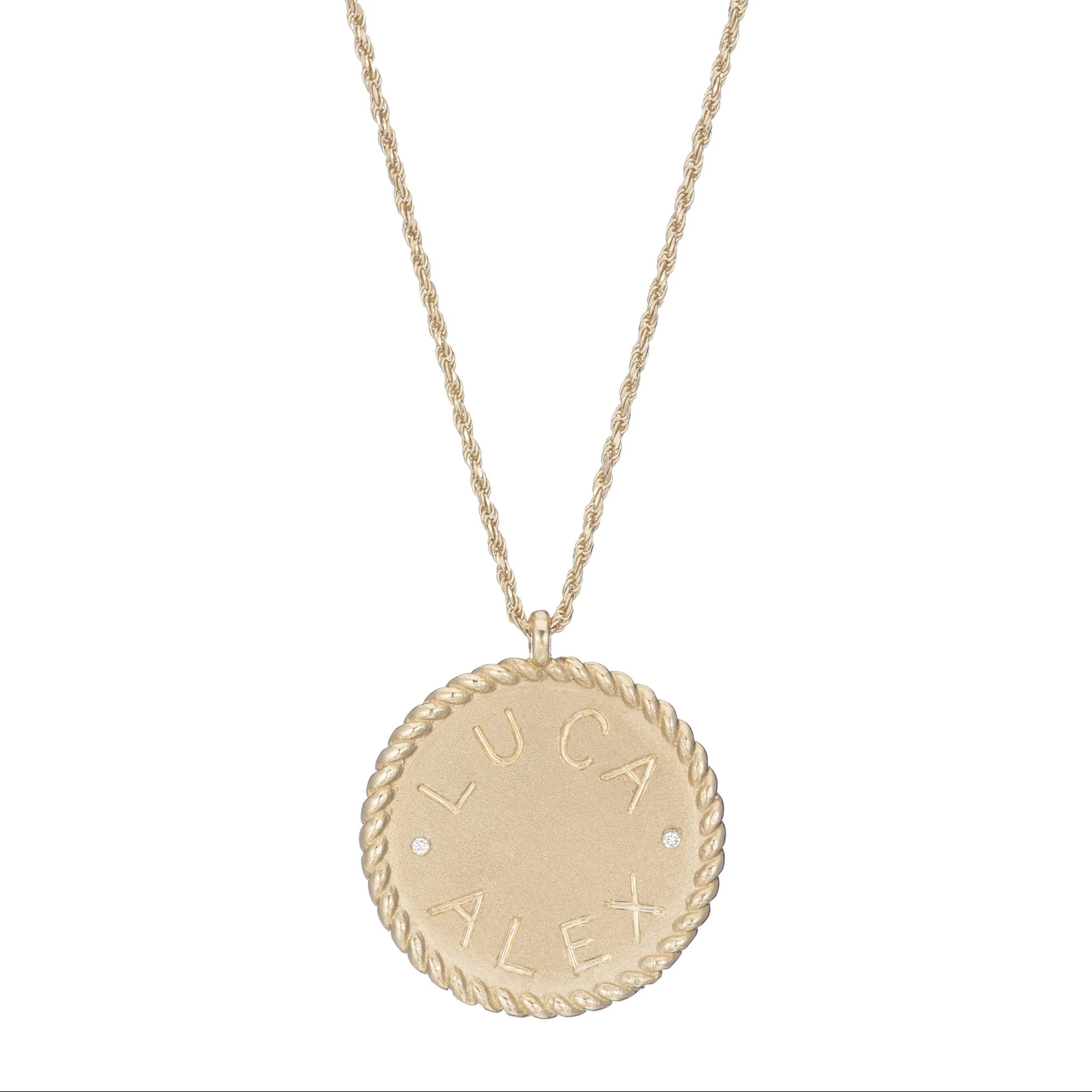 Personalized Gold Disc Necklace | Hand Engraved 14k Gold | Ariel Gordon Jewelry