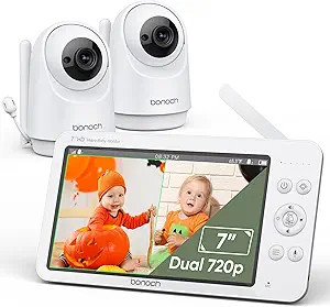 bonoch Baby Monitor with 2 Cameras, 7" 720P HD Split Screen Video Baby Monitor No WiFi, Baby Moni... | Amazon (US)