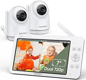 bonoch Baby Monitor with 2 Cameras, 7" 720P HD Split Screen Video Baby Monitor No WiFi, Baby Moni... | Amazon (US)