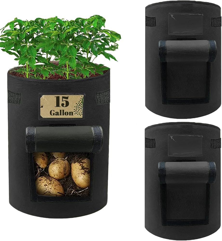 15 Gallon Potato Planter Grow Bags with Flap, Grow Containers Bucket, Nonwoven Fabric Garden Pot ... | Amazon (US)
