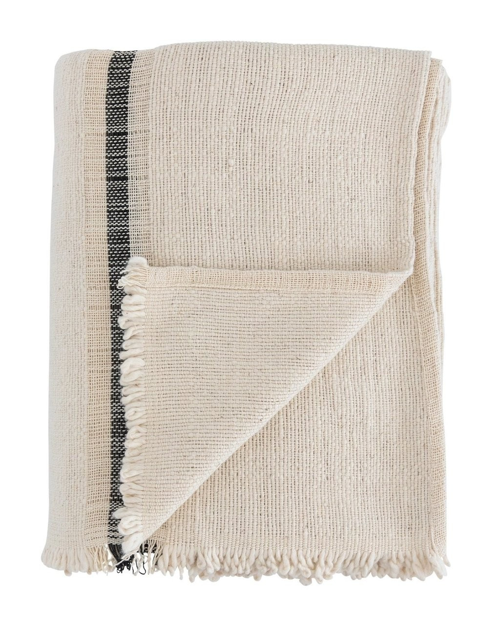 Helena Soft Fringe Black & Cream Blanket | McGee & Co.