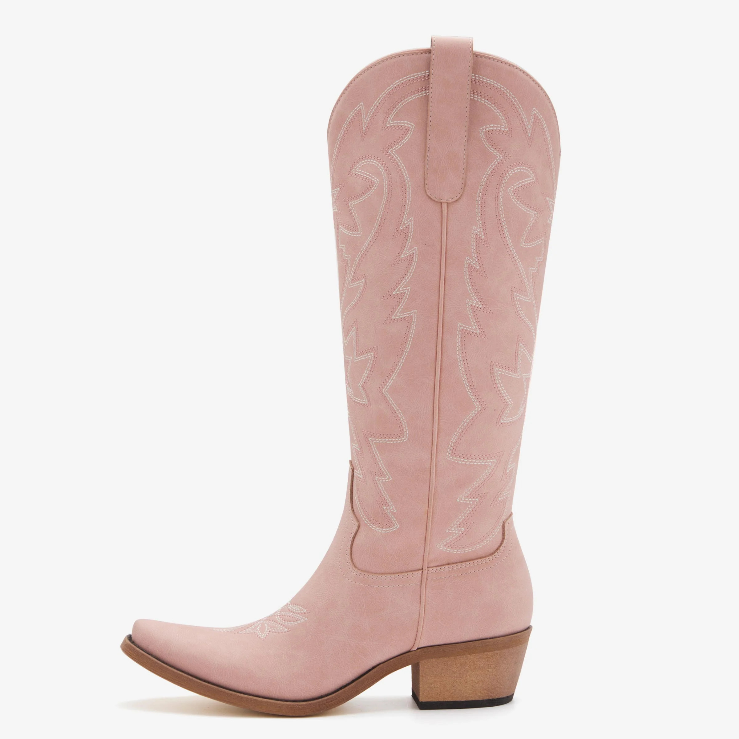 Women's Embroidered Snip Toe Belted Pink Cowgirl Boots | REDTOP