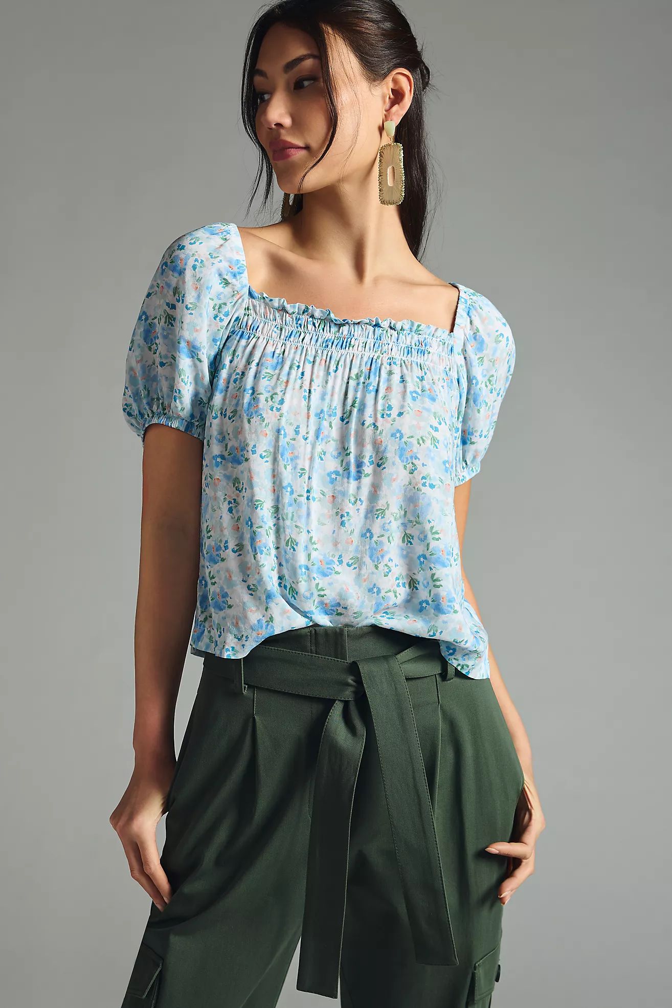 Cloth & Stone Smocked Bubble Top | Anthropologie (US)