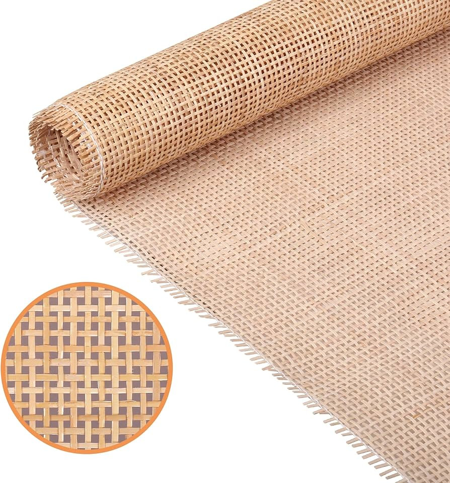 24" Width Natural Square Cane Webbing 5Feet, Rattan Webbing Roll for Caning Projects, Woven Open ... | Amazon (US)