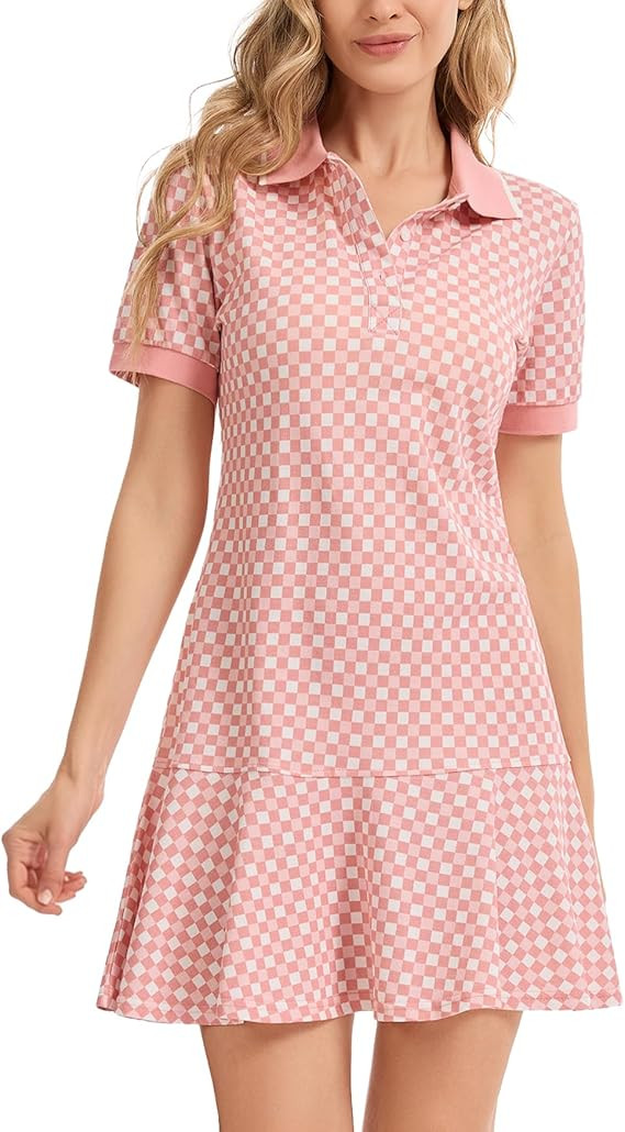 YEXPINE Polo Dress for Women Short Sleeve Ruffle Hem Golf Tennis Summer Mini Dresses | Amazon (US)