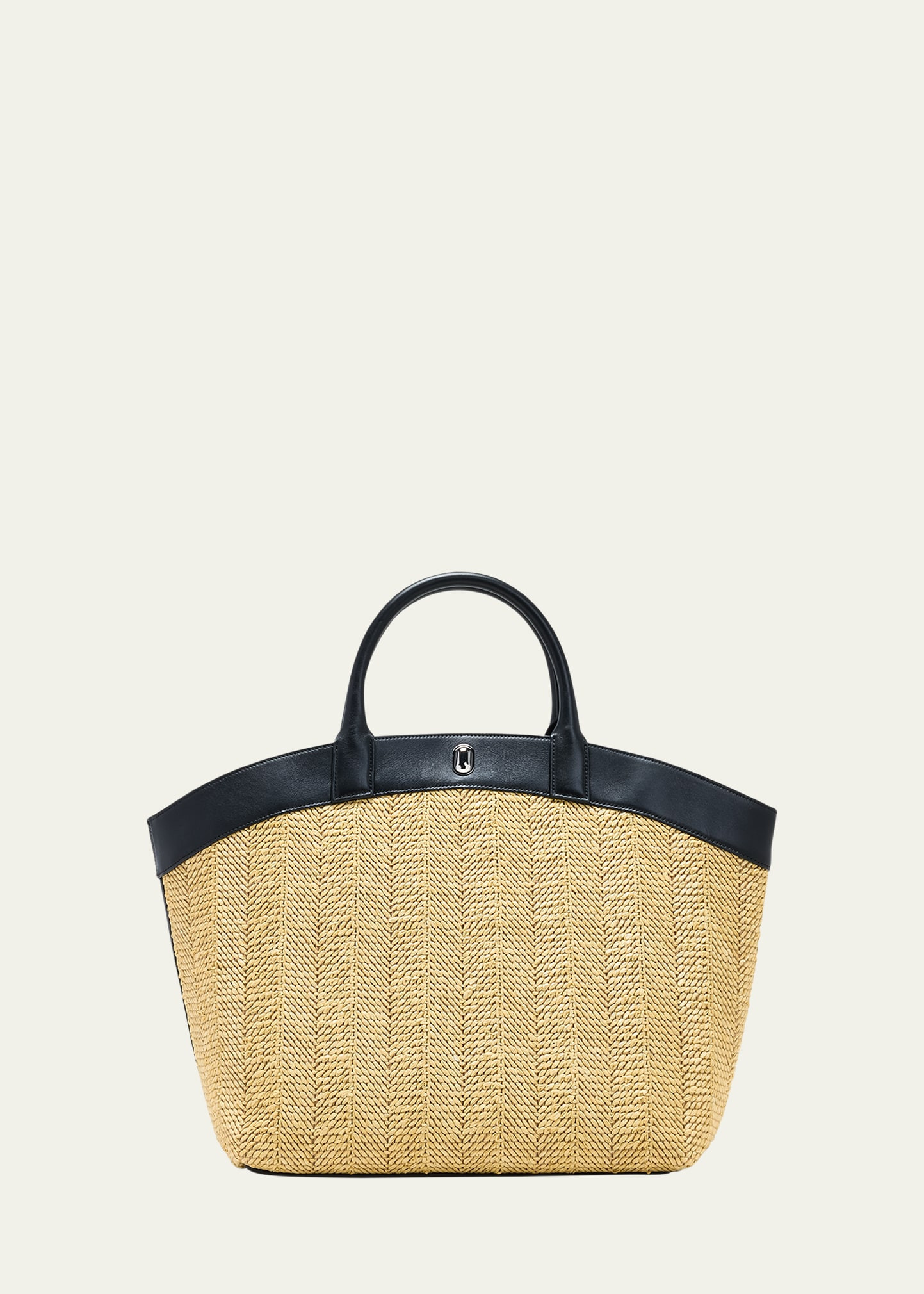 Savette Tondo Large Raffia and Leather Tote Bag | Bergdorf Goodman
