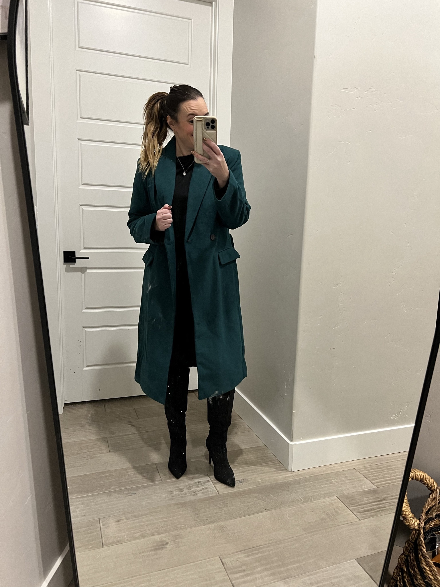 What I wore to see the broadway play Hadestown. 

The spanx leather leggings I am wearing are a staple in my wardrobe. I wear them probably 1x a week. Definitely worth the investment. They go up to plus size 3X and come in tall and petite as well. I linked some more affordable options below as well. I am also a huge fan of commando leggings (also worth the investment). 

The top I am wearing also comes in midsize and plus size up to 4X. 

The coat is beautiful and well made for the price point being so low to other comparable wool type coats. I wore it in 30 degree weather and it kept me warm. It is beautifully lined inside too. Downsize it doesn’t have real pockets. 

The boot I wore got so many compliments. I feel like a lot of women dress for what makes other people happy and not themselves. I am a huge believer in dressing in pieces that bring you joy. For me that a fun pop of color or a glittery sparkling boot or heel. It was so apparent to me how many women envied my boots and stopped me to ask me about them they were almost wistful that if only they could pull off that look… I always tell the women who stop me that they too could look amazing in the same pieces of clothing I’m wearing. I am often met with comments of self doubt and I push back “girl you can wear it too and look awesome! How will you know unless you try?”  As women we should encourage each other in all things even if it’s something as simple as buying that pair of shoes that gives you heart eyes. It took me 40 years to feel comfortable enough in my skin to do this. So I’m begging you won’t wait to find worth in yourself to love yourself and feel comfortable in your style.

The boots I’m wearing are a mid calf black rhinestone boot  

Dressing for cold weather date night| winter date night outfit ideas|faux leather legging outfit| December date night outfit  

#LTKparties #LTKstyletip #LTKmidsize