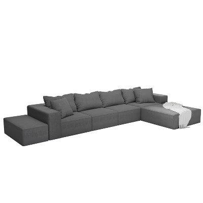 Modern Upholstered Sectional Sofa Couch Set, Modular 132" L-Shaped Sectional Living Room Sofa Set with 6 Cushions | Target