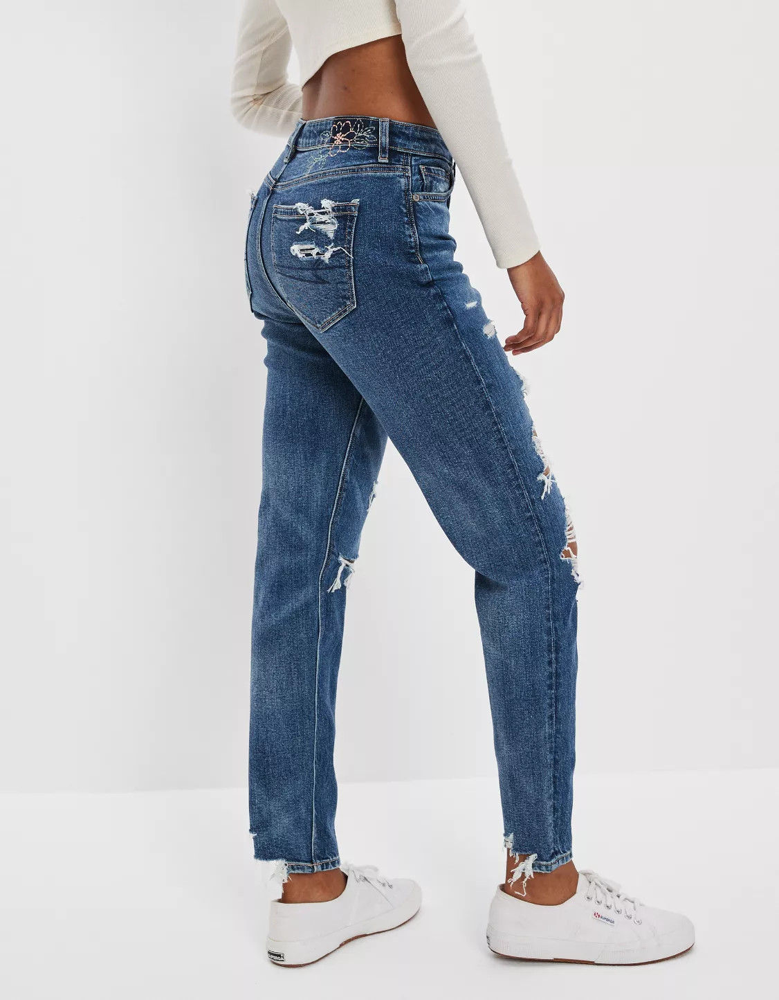 AE Strigid Ripped Mom Jean | American Eagle Outfitters (US & CA)