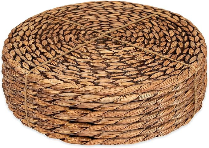 CENBOSS Woven Placemats (13.5" Set of 8, Brown Wash) Round Placemat, Wicker Place mats, Rattan Pl... | Amazon (US)