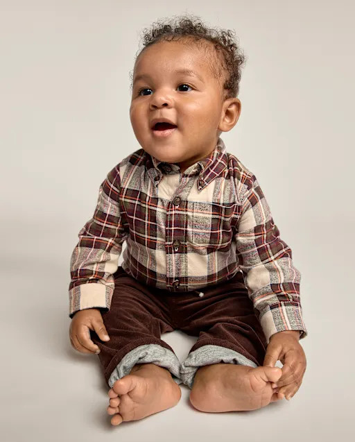 Baby Boys Plaid 2-Piece Outfit Set - Countryside Manor - Burgundy | Gymboree