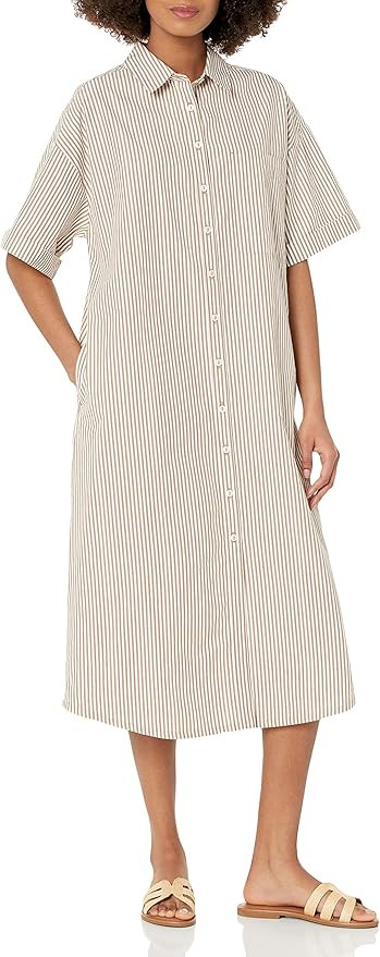 The Drop Women's Marla Drop-Shoulder Short-Sleeve Midi Shirt Dress | Amazon (US)