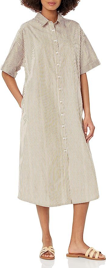 The Drop Women's Marla Drop-Shoulder Short-Sleeve Midi Shirt Dress | Amazon (US)