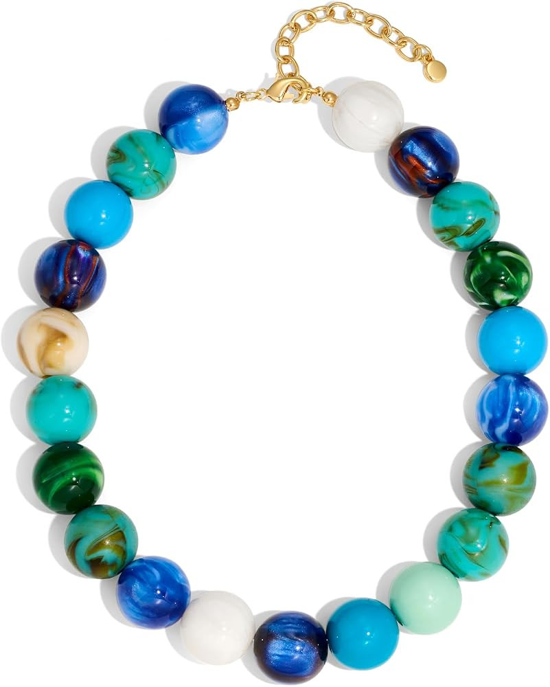 Chunky Beaded Necklace for Women Colorful Big Bead Choker Necklace Fashion Trendy Summer Boho Lar... | Amazon (US)