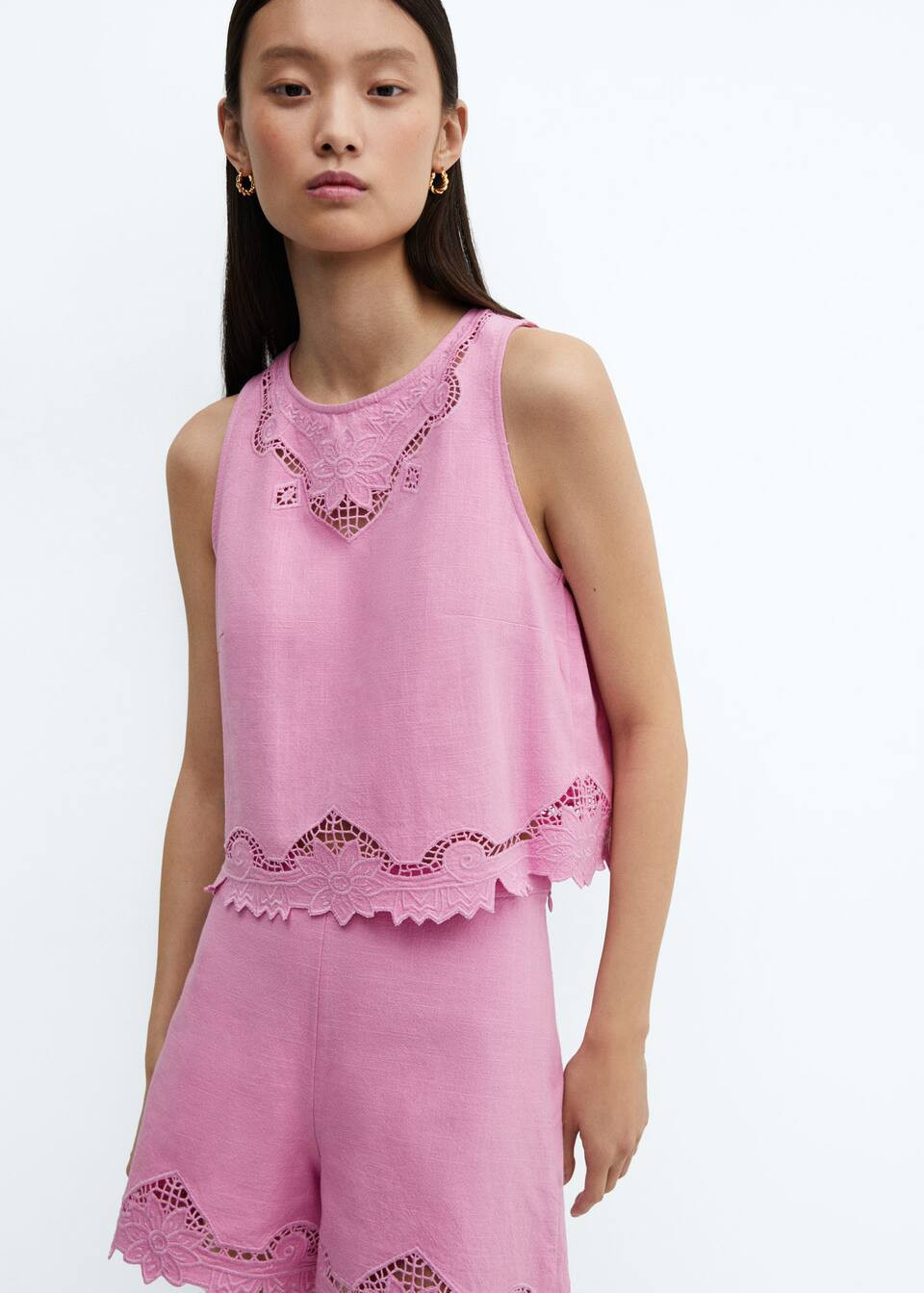 Embroidered cotton top -  Women | Mango USA | MANGO (US)