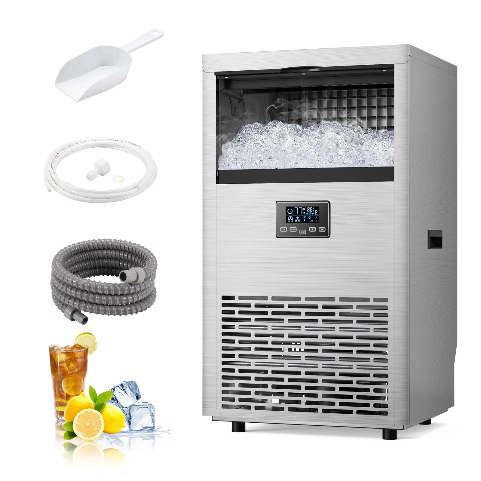 Antarctic Star 29-lb Ice Storage 145-lb Ice Per day Stainless Steel Cubed Ice Maker one_size | LSAS-HZB-65/S | Lowe's