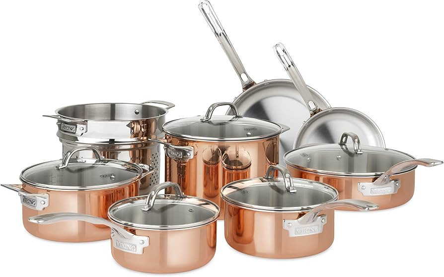 Viking Culinary 40571-9993C Stainless Steel Copper Cookware Set, 13 Piece | Amazon (US)