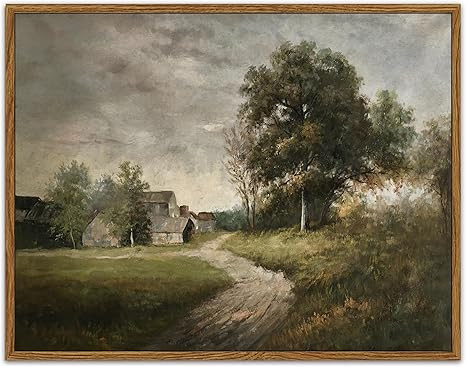 SHENIFY Landscape Canvas Wall Art Vintage Classical Framed Painting 11x14in Village Room Decor - ... | Amazon (US)