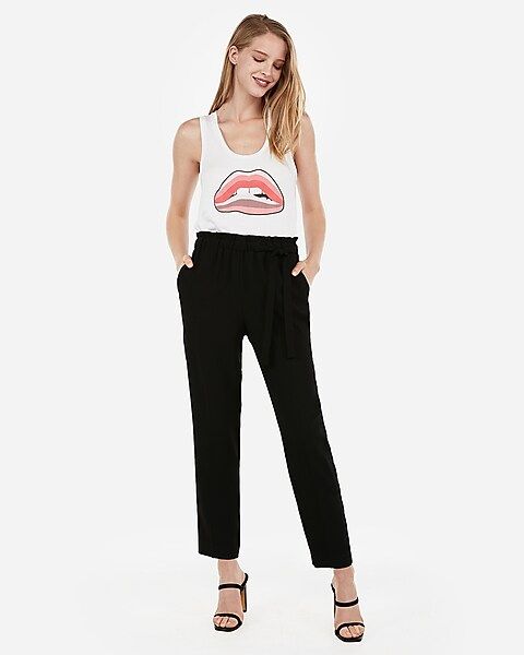 striped lip graphic scoop neck muscle tank | Express