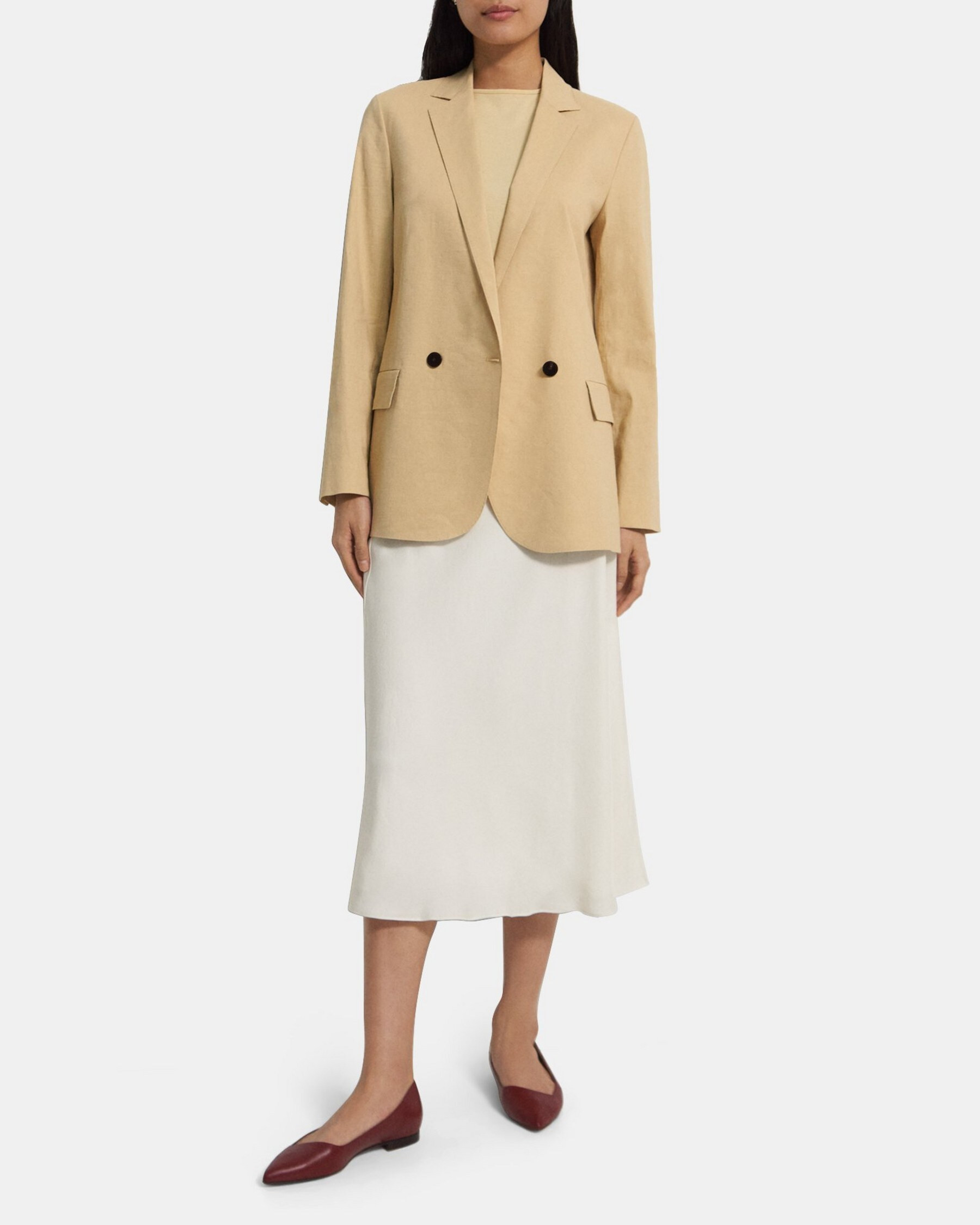 Oversized Blazer in Stretch Linen | Theory Outlet