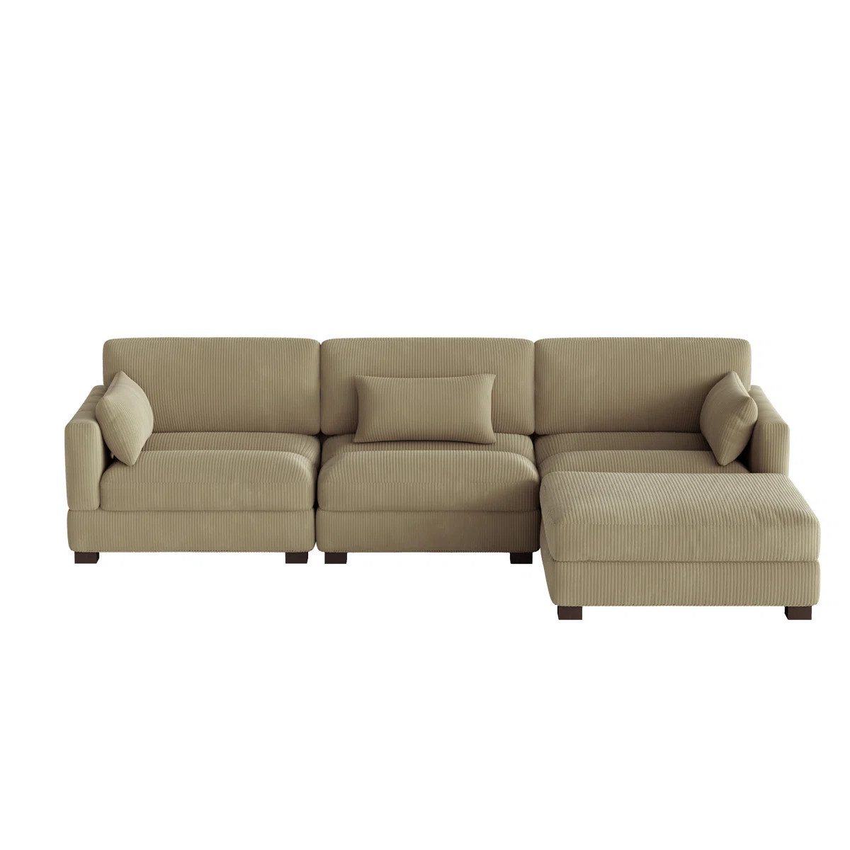 Maelina 4 - Piece Upholstered Camel Corduroy Modular Sectional Sofa with Pillow Back and Removabl... | Wayfair North America
