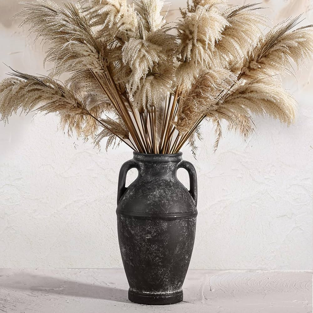ComSaf Rustic Black Vase - Farmhouse Ceramic Flower Vases, Vintage Home Decoration Vase, Clay Vas... | Amazon (US)