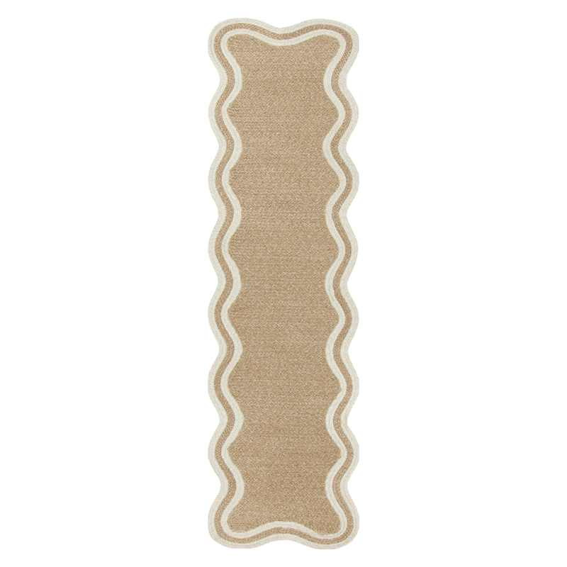 (E562) Scalloped Ivory Border Outdoor Runner, 2x7 | At Home