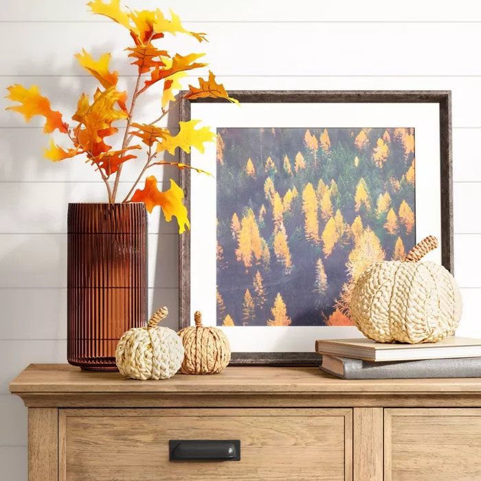 5" x 4.7" Woven Corn Husk Pumpkin Figurine Cream - Threshold™ | Target