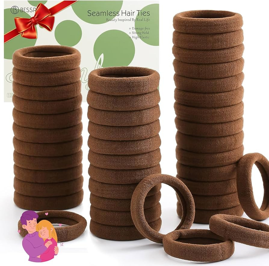 100 Pcs Thick Seamless Hair Ties, Ponytail Holders Hair Accessories No Damage for Thick Hair Vale... | Amazon (US)