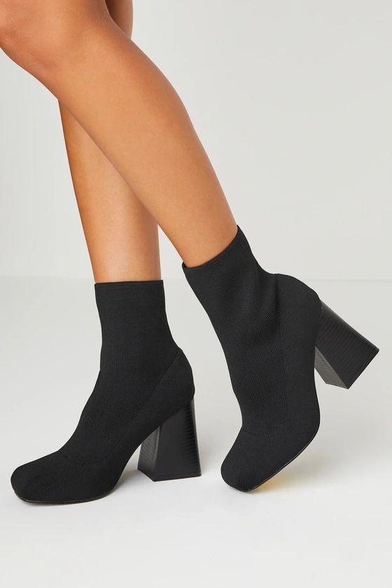 Talyia Black Knit Mid-Calf Sock Boots | Lulus (US)