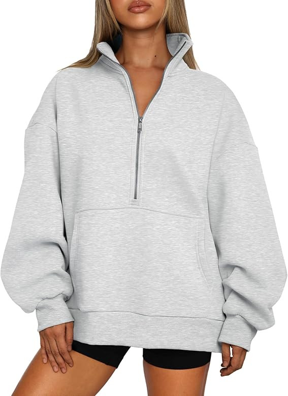 Trendy Queen Womens Half Zip Oversized Sweatshirts Casual Pullover Long Sleeve Shirts Fall Fashio... | Amazon (US)