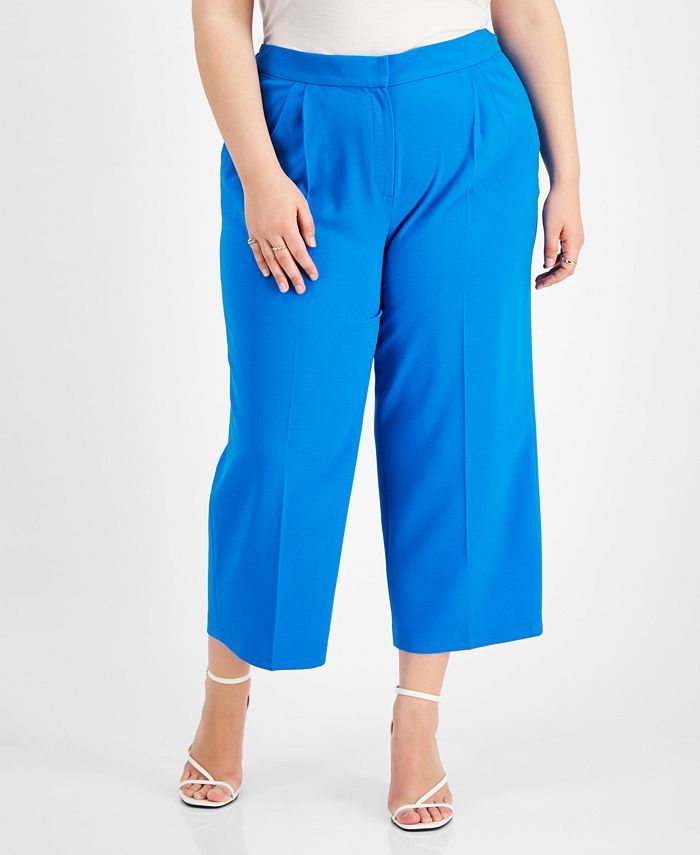 Bar III Plus Size Textured Crepe Culotte Pants, Created for Macy's   & Reviews - Pants & Capris -... | Macys (US)
