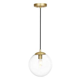 Zeno 1-Light Clear/Brass Globe Pendant with Glass Shade | The Home Depot