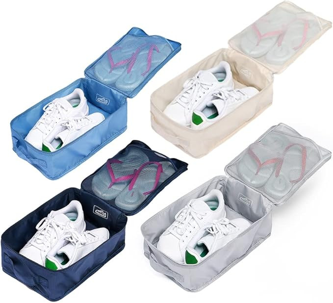 Travel Shoe Bags, Foldable Waterproof Shoe Puches Organizer-Double Layer (Multi-colored4) | Amazon (US)