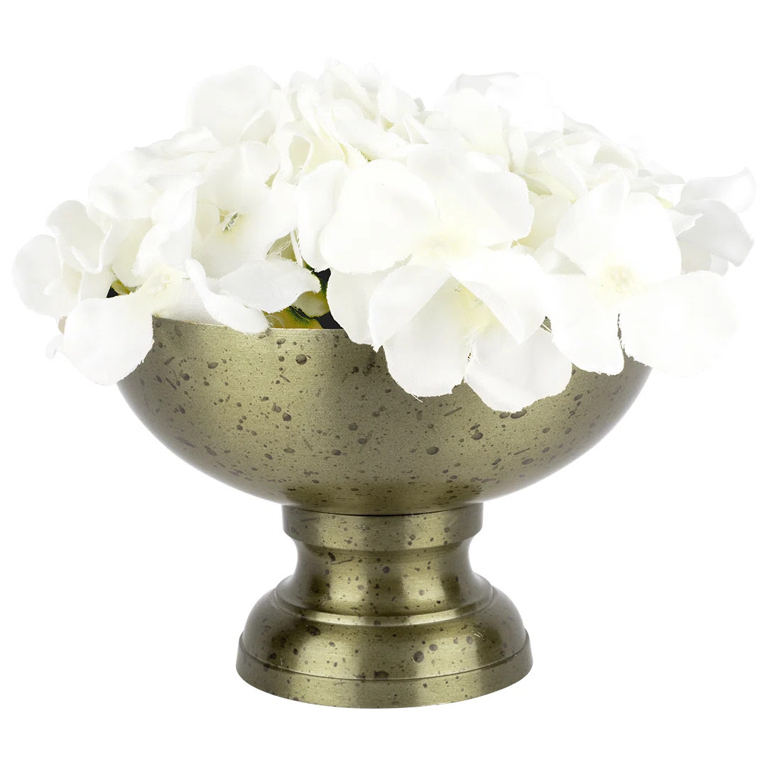 Rosdorf Park Gold Modern Minimalist Round Pedestal Bowl Metal Compote Bowl Vase Ideal For Centerp... | Wayfair North America