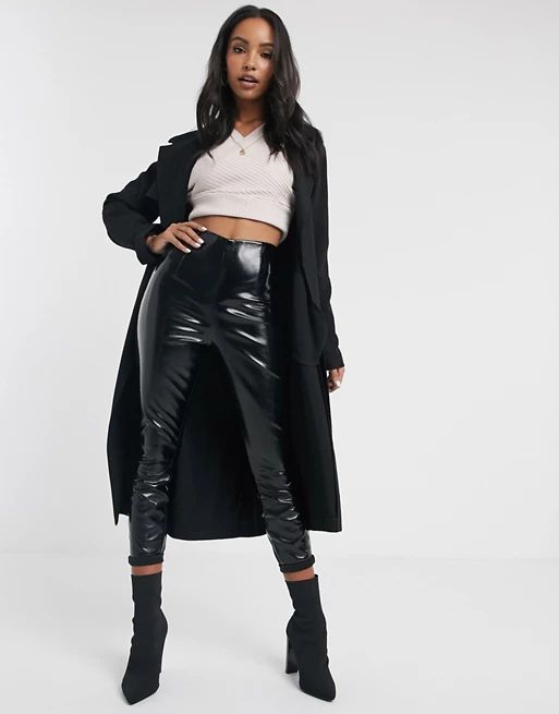 ASOS DESIGN waterfall duster coat in black | ASOS US