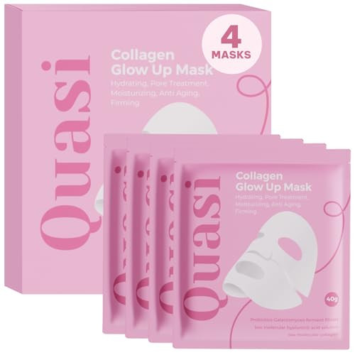 Quasi Bio-Collagen Face Mask Overnight – Hydrating Korean Sheet Mask – Niacinamide & Low Molecular Collagen – Firming & Smoothing Skincare for All Skin Types – 4 Masks | Amazon (US)