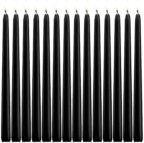 PEILIN Dripless Taper Candles 10 Inch Tall Wedding Dinner Candle Set of 14 (Black) | Amazon (US)