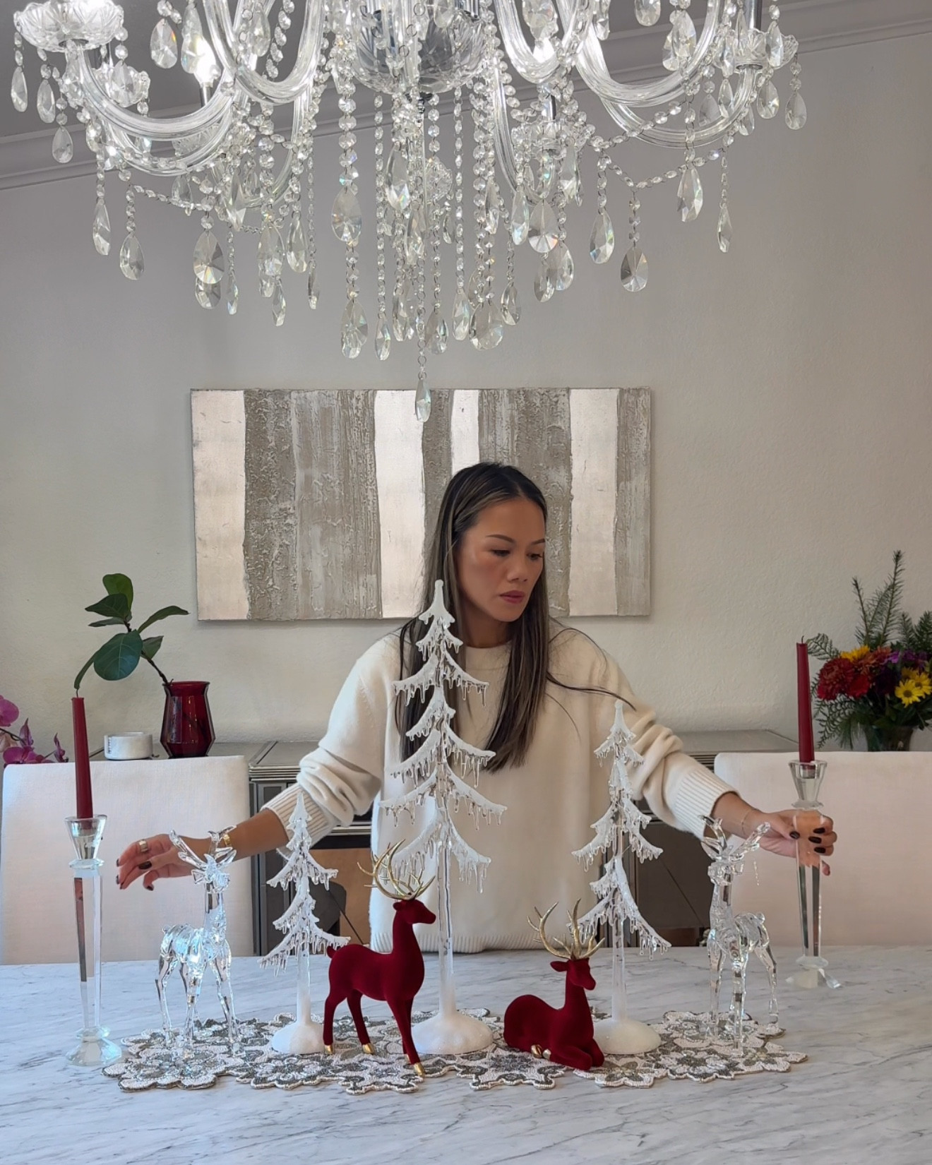 Leaning into burgundy this year — it ties so beautifully into my Autumn color analysis 🍷✨
And yes… my acrylic icicle trees are officially back. Still one of my favorite pieces for creating that crisp, wintery magic ❄️🤍
Loving how these rich tones and crystal details transform the dining room this season.
Save for inspo if you’re decorating soon ✨. #christmasdecor

#LTKHoliday #LTKSeasonal #LTKHome
