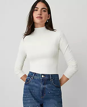 Long-Sleeve Mock Neck Top | Ann Taylor (US)