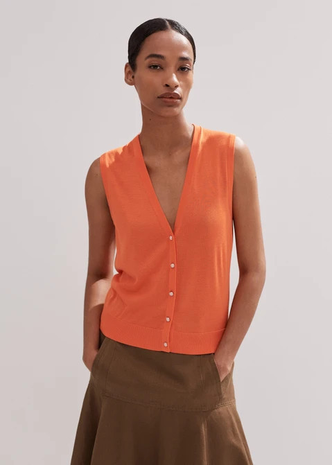 Silk Button-Through Knit Sweater Vest | ME+EM US