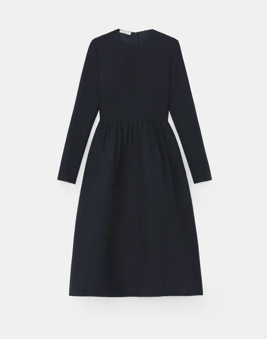 Wool-Silk Crepe Fit & Flare Midi Dress | Lafayette 148 NY