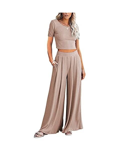 Lveberw Womens 3 Piece Loungewear Set Tank Vest Top Loose Pants and Cardigan Knitwear Jumpsuit Pa... | Amazon (US)