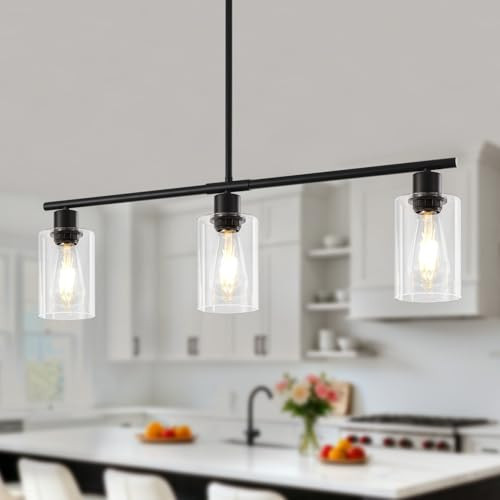 29.9'' Modern Island Lights for Kitchen Black Dining Room Light Fixtures | Amazon (US)