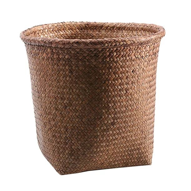 Trash Can Waste Woven  Bathroom Bedroom Can Garbage Basket Wastebasket Small Straw Basket Bin Rub... | Walmart (US)