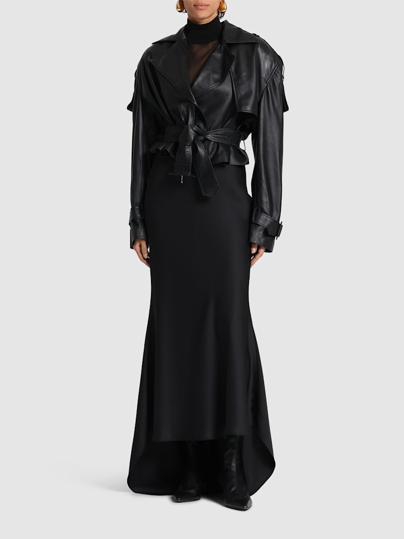 Hana belted leather cropped jacket | Luisaviaroma