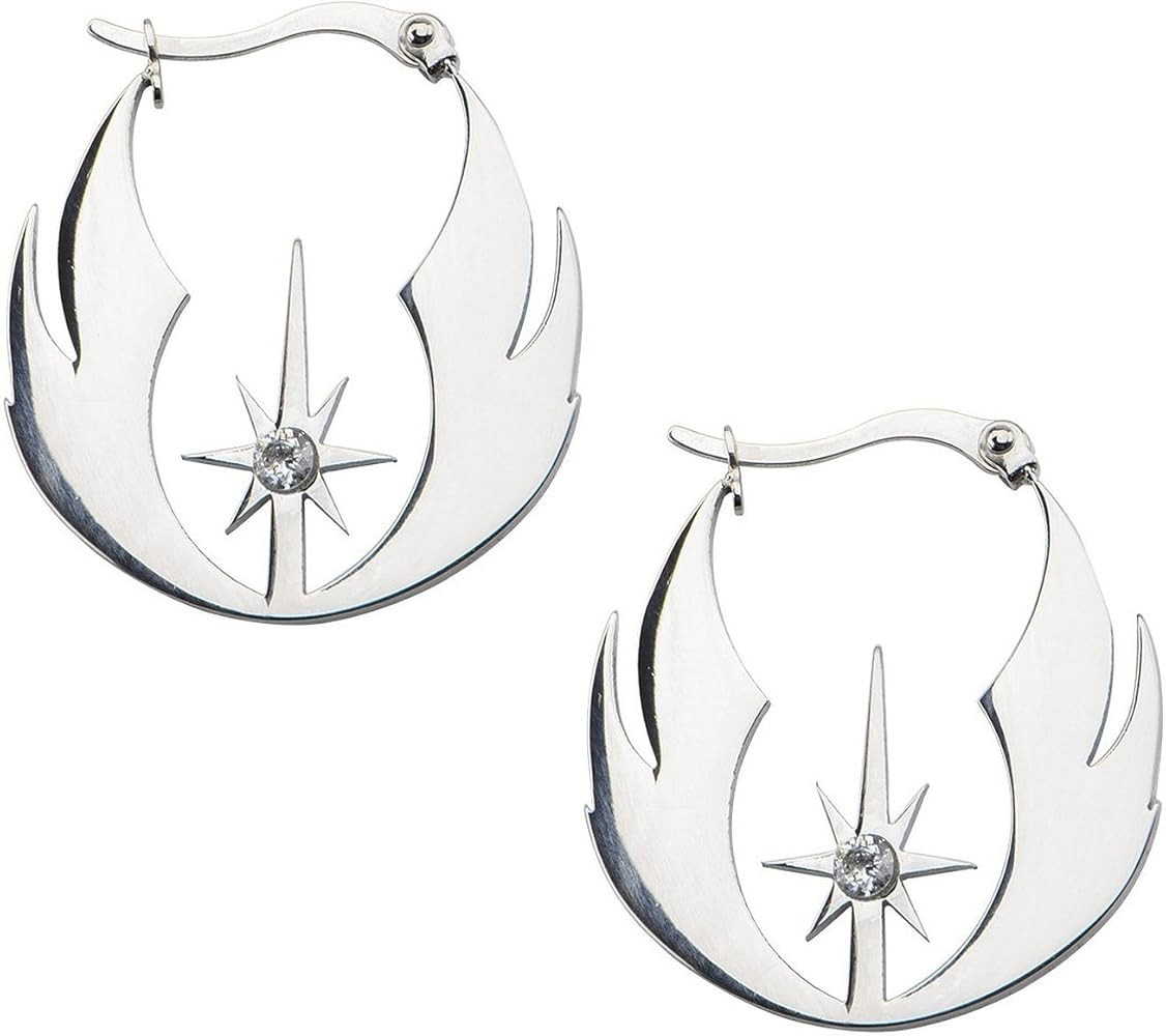 Star Wars Jedi Order - Pendientes de aro de acero inoxidable para mujer, Acero inoxidable Circoni... | Amazon (US)